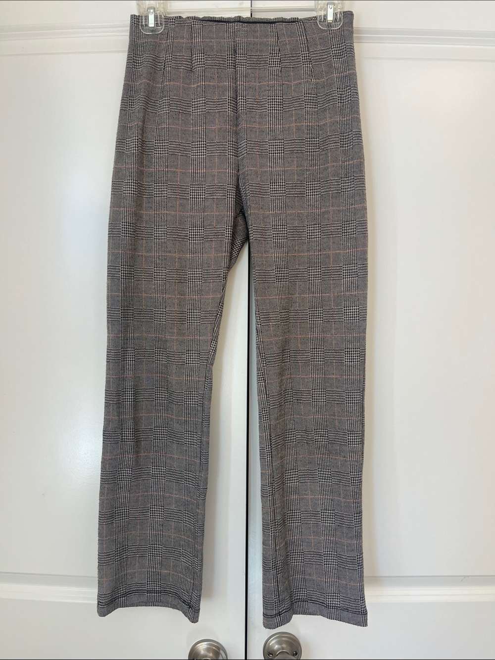 Free People Women’s Gray Plaid Straight-Leg Trouser